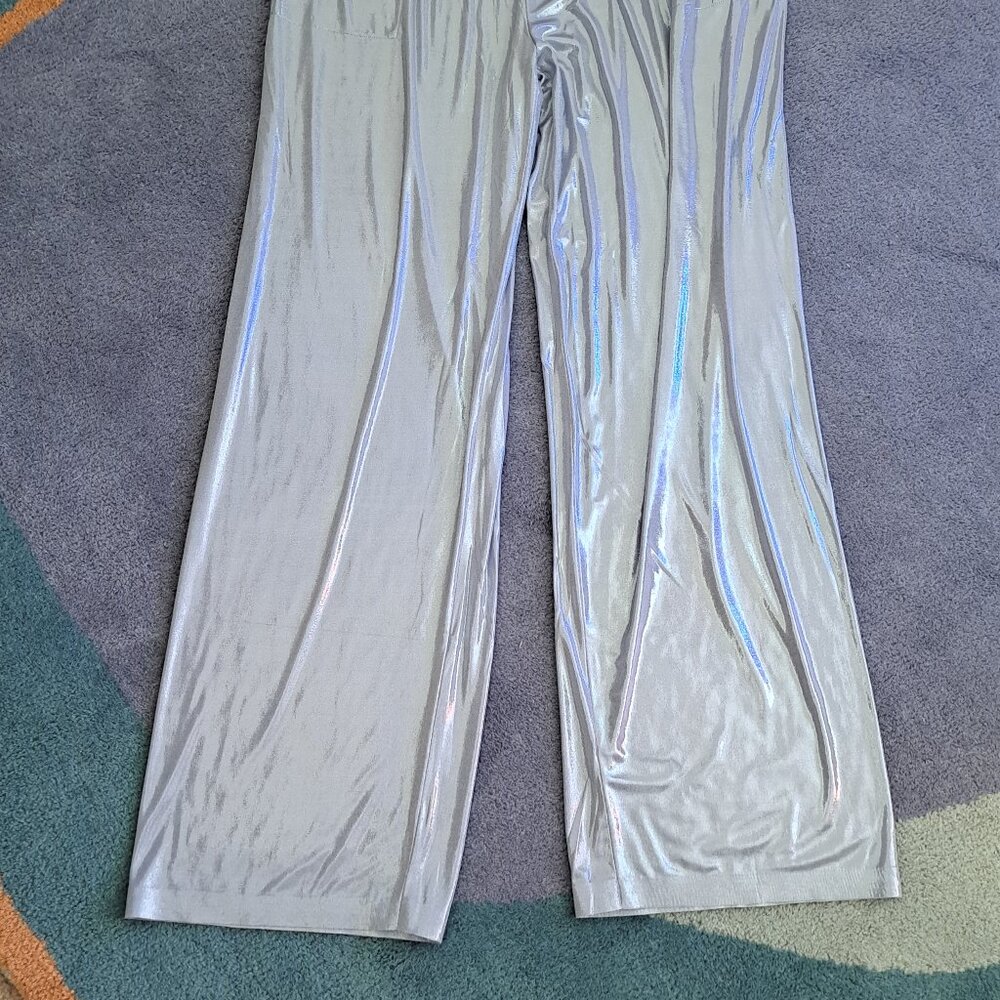 Norma Kamali Misty blue lame pants
